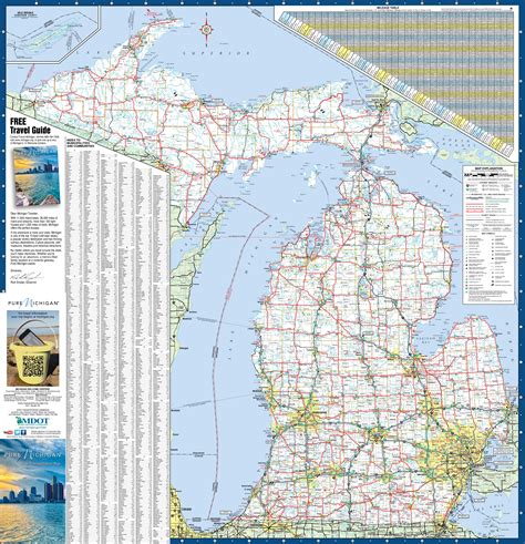 large detailed map of michigan with cities and towns